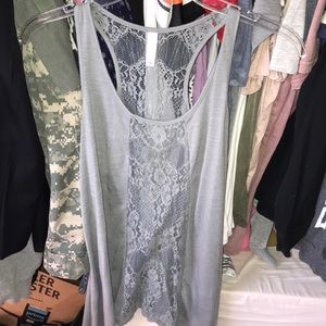 Gray lacy tank top